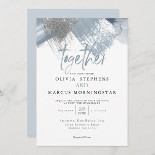 Invitation Rustique Moderne Chic Dusty Bleu Brushstrokies