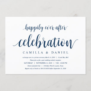 Invitation Rustique Moderne, Écriture Bleu Marine, Mariage In