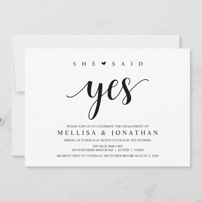 Invitation Rustique moderne, Écriture noire, Partie d'engagem (Devant)