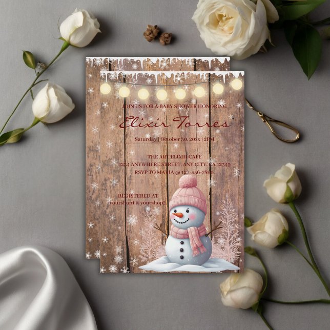 Invitation Rustique moderne Elegant Baby shower Snowman (Créateur téléchargé)