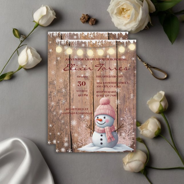 Invitation Rustique moderne Elegant Baby shower Snowman (Créateur téléchargé)