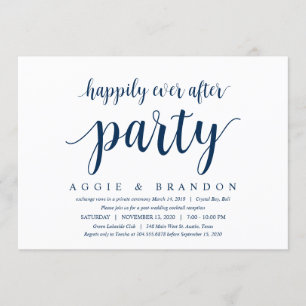 Invitation Rustique moderne mignon, bleu marine, Elopement Ma