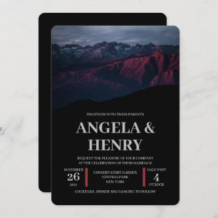 Invitation Rustique Moderne Montagnes Brown Décor Mariage