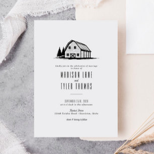 Invitation Rustique moderne Pays Blanc Mariage de la grange