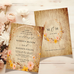 Invitation Rustique Neutral Boho Floral Fleur sauvage Mariage