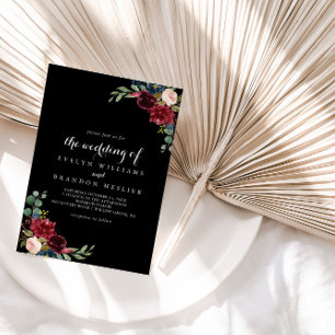 Invitation Rustique Noir Botanique Mariage officiel