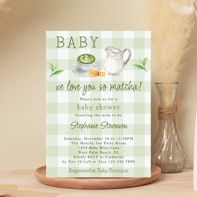 Invitation Rustique Nous t'aimons tellement Thème Matcha Thé  (Créateur téléchargé)