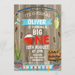 Invitation Rustique O-Fish-Al pour la première fêt