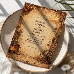 Invitation Rustique occidental vintage