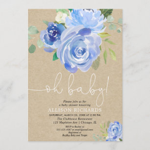 Invitation Rustique Oh bébé Marine bleu baby shower garçon fl