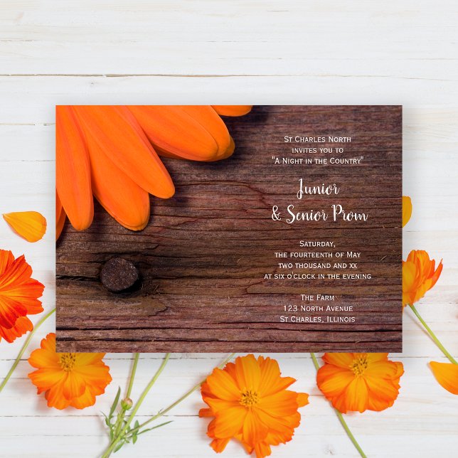 Invitation Rustique Orange Daisy Country Junior / Senior Prom (Créateur téléchargé)