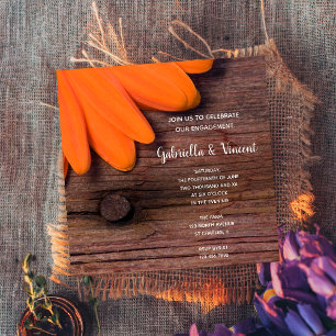 Invitation Rustique Orange Daisy Pays Fête d'engagement de la