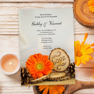 Invitation Rustique Orange Daisy Woodland