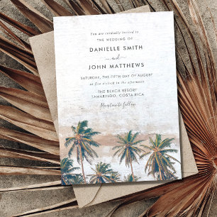 Invitation Rustique Palm Tree Beach Destination Mariage