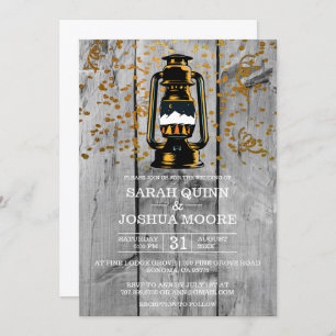 Invitation Rustique Patiné Mariage en bois de grange