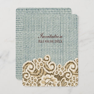 Invitation rustique pays de l'ouest mariage en dentelle beige
