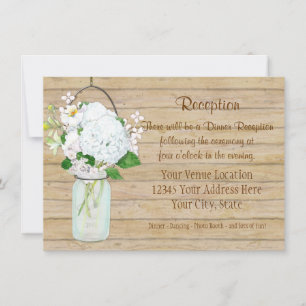 Invitation Rustique Pays Mason Fleurs Jar Blanches Hydrangeas