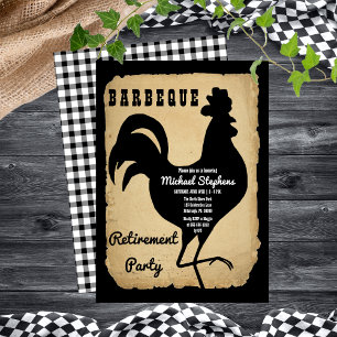 Invitation Rustique Pays Poulet Barbeque Parti de retraite