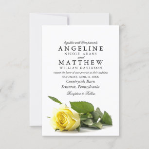 Invitation Rustique Pays Rose jaune Classé Floral Mariage I