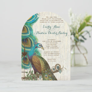 Invitation Rustique Peacock Birdcage mariage de plume invite