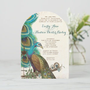 Invitation Rustique Peacock Birdcage mariage de plume invite