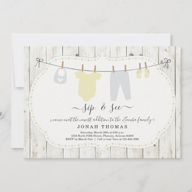 Invitation Rustique personnalisé Sip et voir l'invitation (Devant)