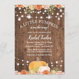 Invitation Rustique Petit Citrouille Mason Jar Baby shower