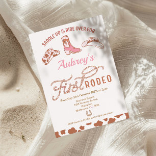 Invitation Rustique Pink Boot Cowgirl Premier Rodéo 1er Anniv