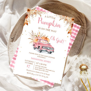 Invitation Rustique Pink Truck Petit Baby shower Citrouille