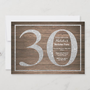 Invitation rustique pour 30 ans avec paillettes ar