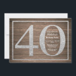 Invitation rustique pour 40 ans avec paillettes ar<br><div class="desc">Invitation rustique pour 40 ans. Invitation de fête d'anniversaire avec paillettes noires et argentées sur fond en bois rustique. Anniversaire surprise. Anniversaire adulte. Fête d'anniversaire pour homme ou femme. Pour une personnalisation plus poussée,  veuillez cliquer sur le bouton "Personnaliser" et utiliser notre outil de conception pour modifier ce modèle.</div>