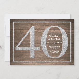 Invitation rustique pour 40 ans avec paillettes ar