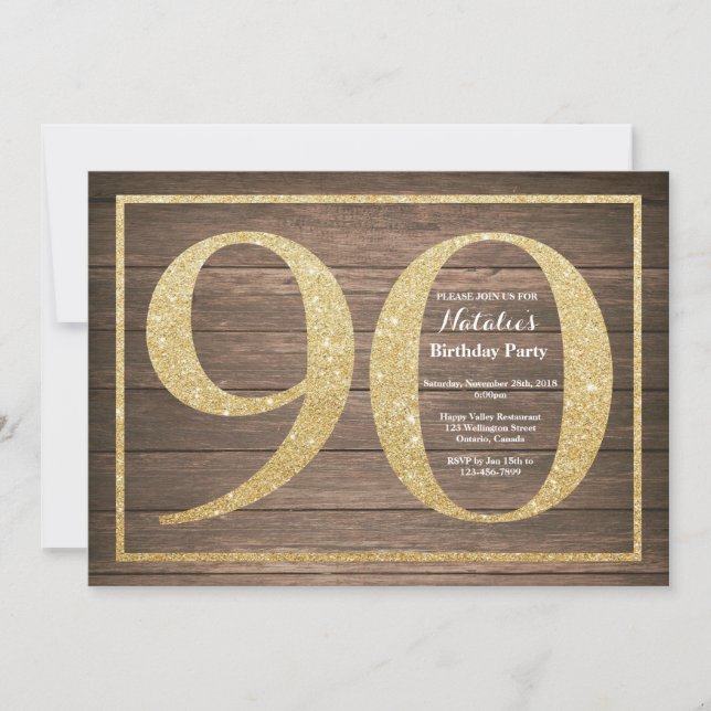 Invitation rustique pour 90e anniversaire avec pai (Devant)