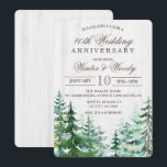 Invitation Rustique pour Anniversaire de Mariage -<br><div class="desc">Arbres de sapin de Noël aquarelle</div>