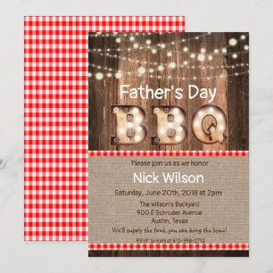 Invitation rustique pour barbecue de la fête des p