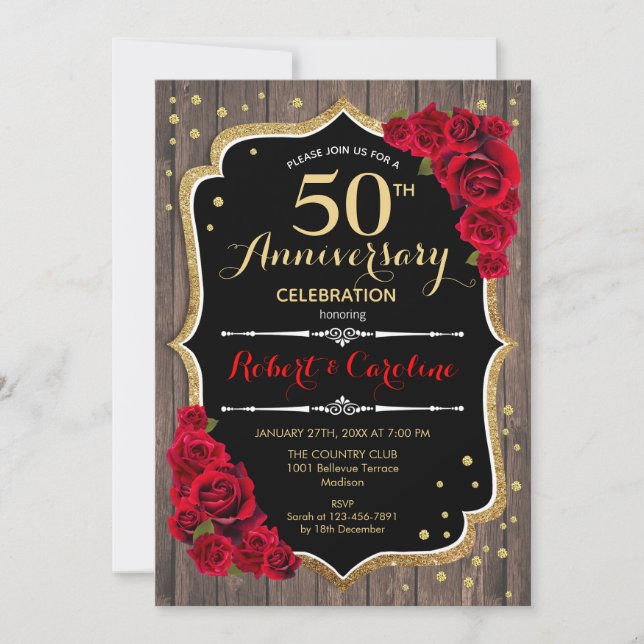 Invitation Rustique pour le 50e Anniversaire - Boi (Devant)