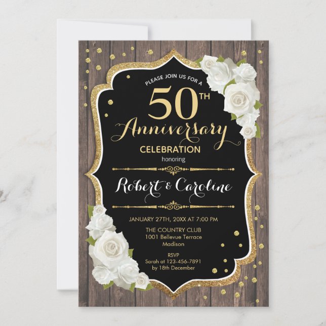 Invitation Rustique pour les 50 Ans de Mariage - B (Devant)