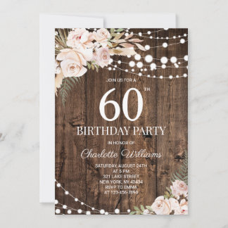 Invitation rustique pour les 60 ans
