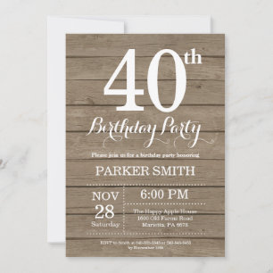 Invitation rustique pour un 40e anniversaire