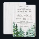 Invitation rustique pour un anniversaire de mariag<br><div class="desc">Arbres sapin résineux aquarelle</div>
