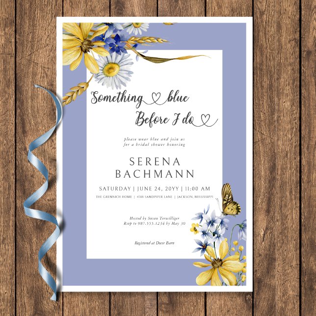 Invitation Rustique Quelque Chose De Bleu Avant De Faire Fête (Rustic Something Blue Before I Do Bridal Shower Invitation)