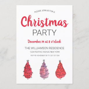 Invitation Rustique Red Christmas Trees