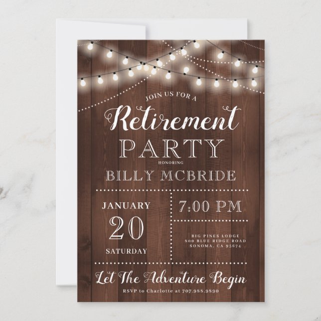 Invitation Rustique Retraite Party (Devant)