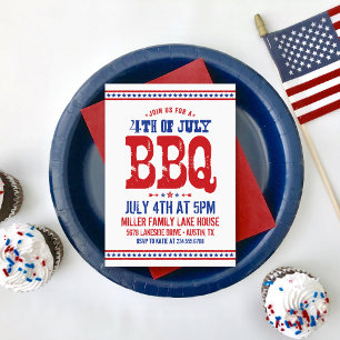 Invitation Rustique Retro 4 juillet barbecue