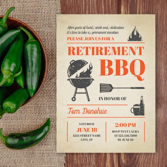 Invitation Rustique Retro Retrait BBQ (Créateur téléchargé)