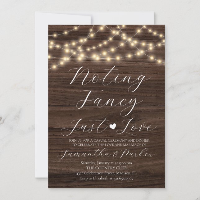 Invitation Rustique Rien De Fancy Just Love String Lights (Devant)