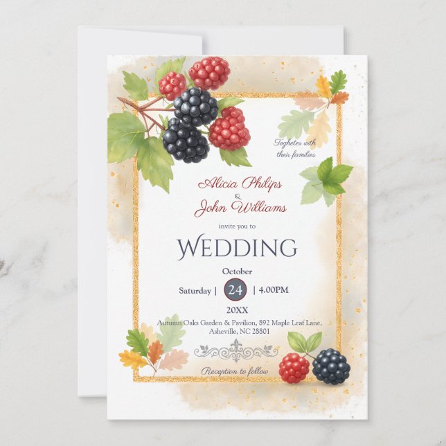Invitation Rustique romantique Berry Mariage photo Retour (Devant)