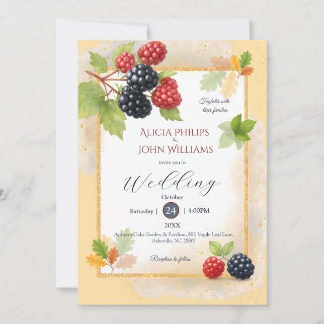 Invitation Rustique romantique Berry Mariage photo Retour (Devant)