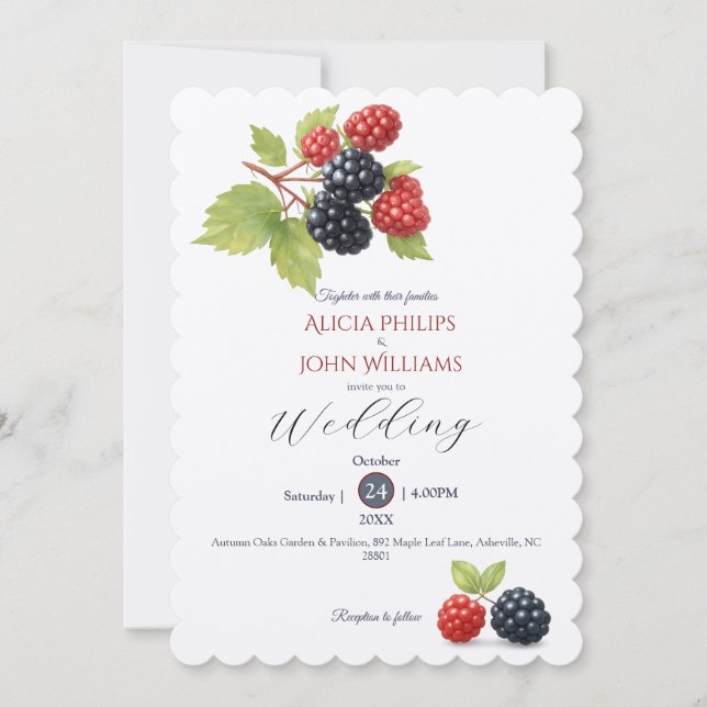 Invitation Rustique romantique Berry Mariage photo Retour (Devant)
