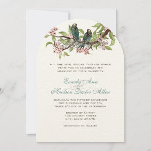 Invitation Rustique romantique Turquoise Inséparable rose Tur